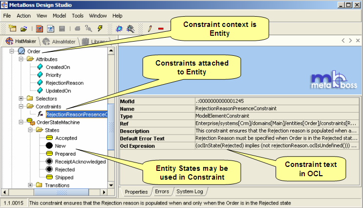 Sample Entity Constraint